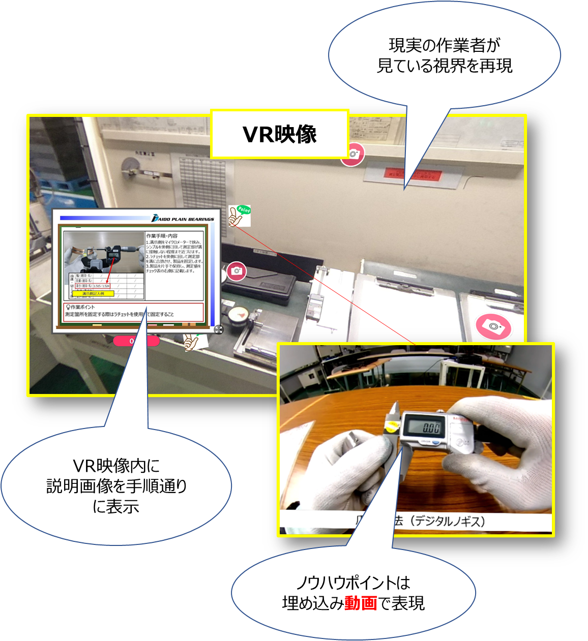 新入社員教育VR研修のVR映像画面